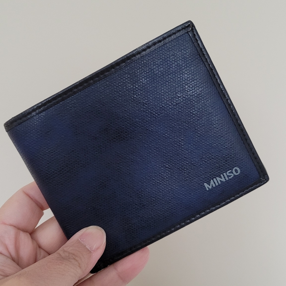 Miniso Men's Blue Bi-Fold Wallet